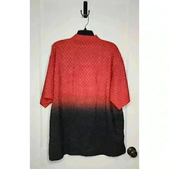 Y2K Size Large No Boundaries Red Black Fade Textured Button Up Shirt - Picture 2 of 5